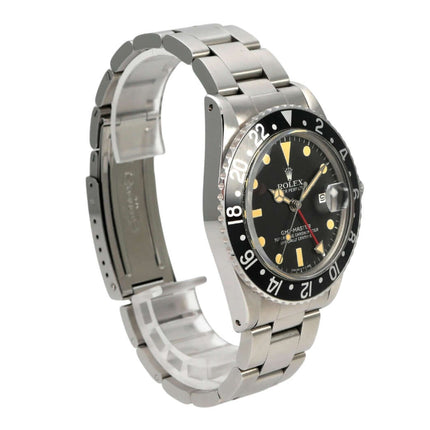 Rolex GMT-Master Ref. 16750 ungetragen, Edelstahl, schwarzes Zifferblatt, GMT-Uhr mit Oysterband
