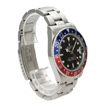 Rolex GMT Master Pepsi Ref. 16750, Edelstahl, blau-rote Lünette, schwarzes Zifferblatt, Oysterband