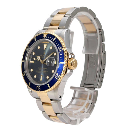 Rolex Submariner Date 16803 Uhr mit blauem Zifferblatt und Edelstahl/Gelbgold-Armband