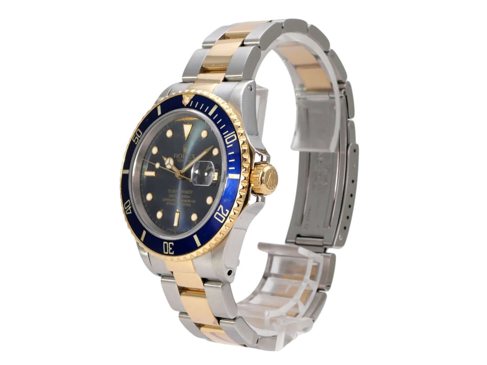 Rolex Submariner Date 16803 Uhr mit blauem Zifferblatt und Edelstahl/Gelbgold-Armband