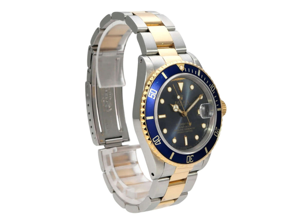 Rolex Submariner Date 16803 in Edelstahl und Gelbgold mit blauem Zifferblatt und drehbarer Lünette
