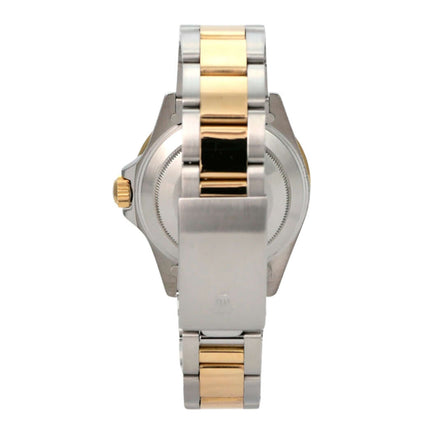 Rolex Submariner Date 16803 Uhr aus Edelstahl und Gelbgold, Rückansicht mit Faltschließe.