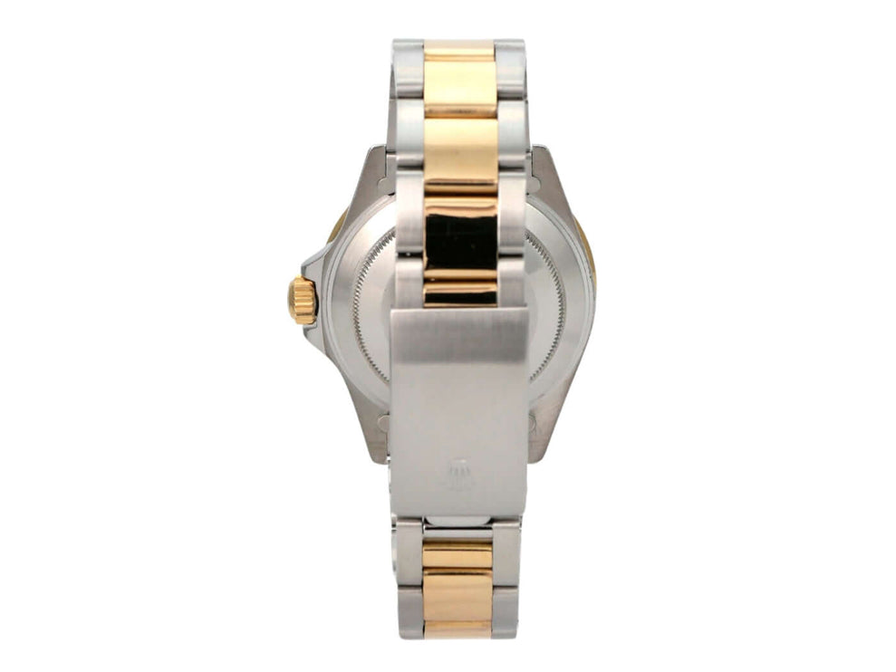 Rolex Submariner Date 16803 Uhr aus Edelstahl und Gelbgold, Rückansicht mit Faltschließe.