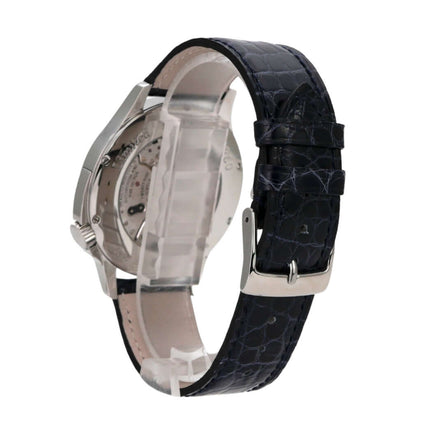 Chopard L.U.C. 168490-3002 seitliche Ansicht der Uhr mit blauem Lederband und offenem Gehäuse