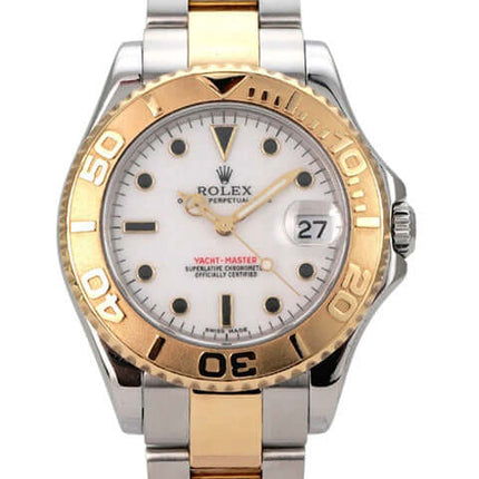 Rolex Yacht-Master 35 Edelstahl Gelbgold 168623 Weiß Armbanduhr mit Edelstahl- und Gelbgoldarmband