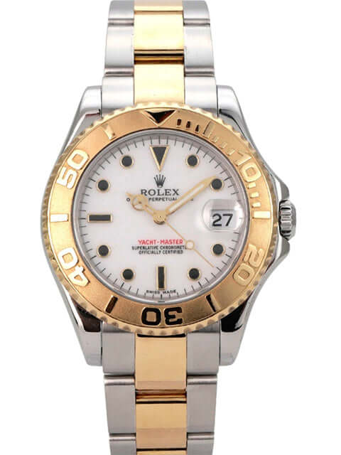 Rolex Yacht-Master 35 Edelstahl Gelbgold 168623 Weiß Armbanduhr mit Edelstahl- und Gelbgoldarmband