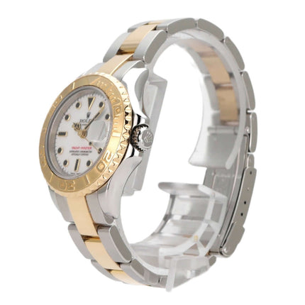 Rolex Yachtmaster Edelstahl Gelbgold 169623 mit weißem Zifferblatt und 18 kt Gelbgold Lünette, Automatik Uhr.