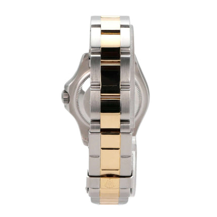 Seitenansicht der Rolex Yachtmaster Edelstahl und Gelbgold Ref. 169623 mit Oyster Armband.