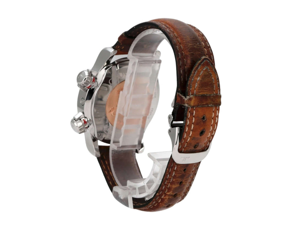 Jaeger-LeCoultre Master Compressor Geographic GMT 1718470 mit braunem Lederband und Edelstahlgehäuse