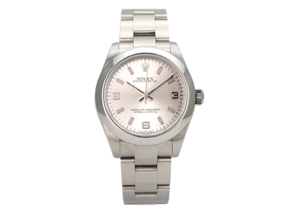 Rolex Oyster Perpetual 31 Ref. 177200 Silber mit silbernem Zifferblatt und Edelstahlarmband.