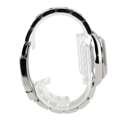 Rolex Datejust 31 Edelstahl-Uhrenarmband, seitliche Ansicht, poliert und satiniert, präzise Verarbeitung.