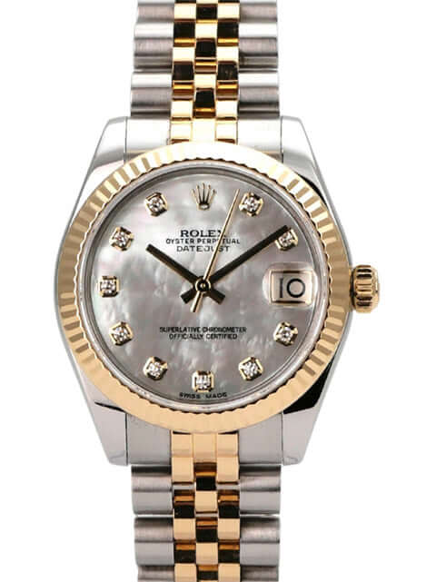 Rolex Datejust 31 178273 Perlmutt DIA Jubile-Band mit Diamanten und goldenen Zeigern