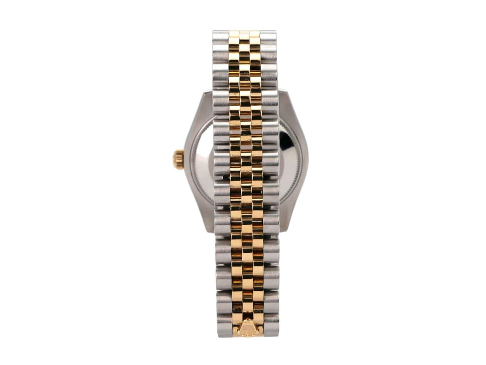 Rolex Datejust 31 178273 Perlmutt DIA Jubile-Band seitliche Ansicht des Armbands aus Edelstahl und Gelbgold.