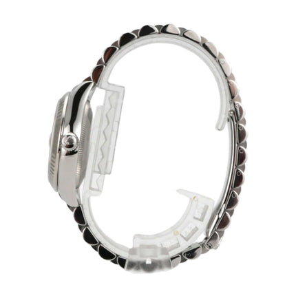 Seitenansicht der Rolex Datejust 31 Ref. 178274 mit Jubile-Band und Edelstahl-Gehäuse.