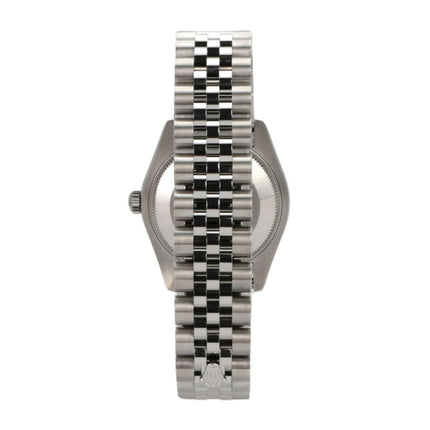 Rolex Datejust 31 Ref. 178274 mit Jubile-Armband, seitliche Ansicht, Edelstahl poliert und satiniert.