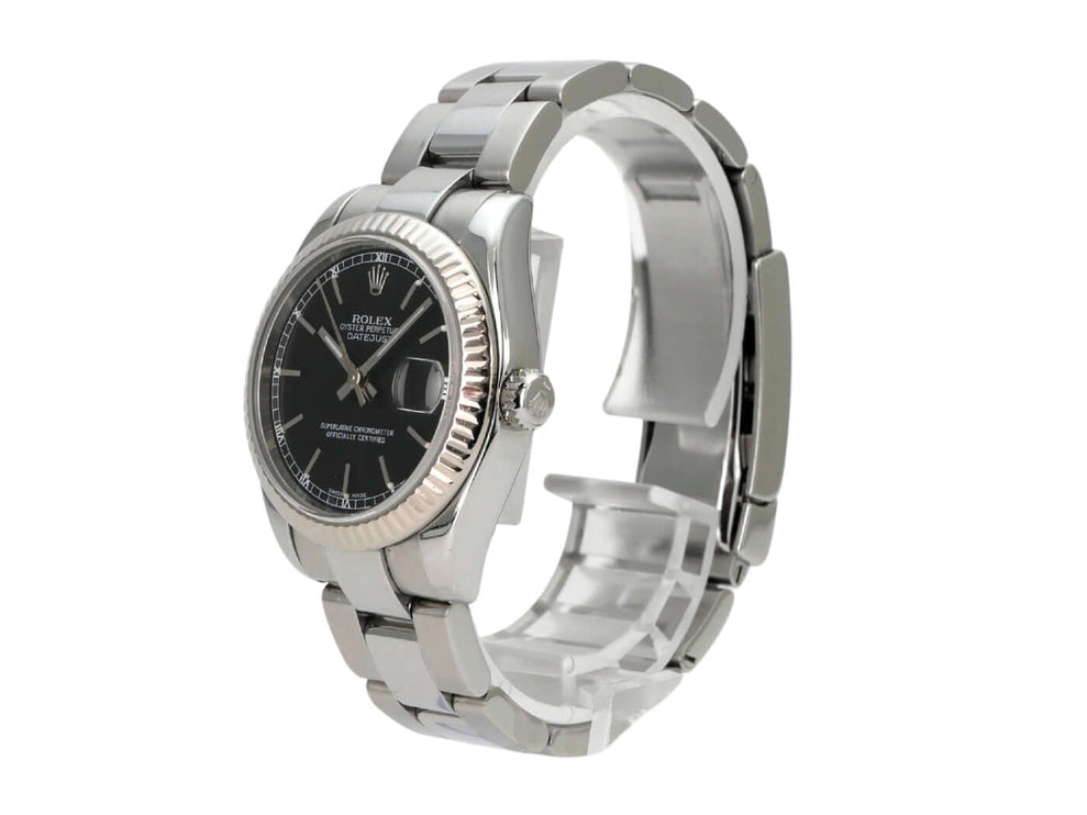 Rolex Datejust 31 Ref. 178274 Schwarz mit schwarzem Zifferblatt und Edelstahlarmband