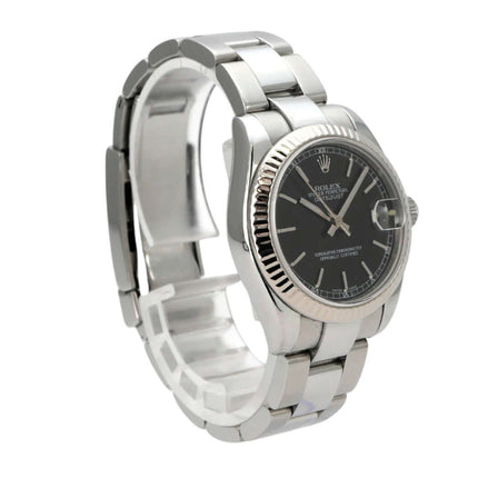Rolex Datejust 31 Ref. 178274 Schwarz – Automatik-Uhr mit schwarzem Zifferblatt und Edelstahlarmband.