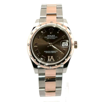 Rolex Datejust 31 Edelstahl Everose-Gold 178341 mit Choco Zifferblatt und Diamant-Lünette, Edelstahl und Everose-Gold Armband