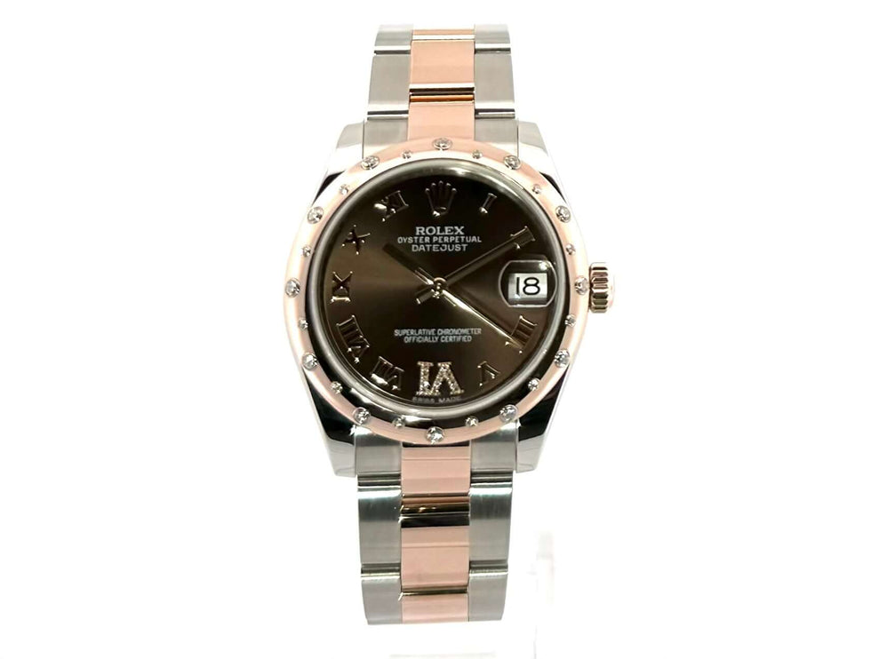 Rolex Datejust 31 Edelstahl Everose-Gold 178341 mit Choco Zifferblatt und Diamant-Lünette, Edelstahl und Everose-Gold Armband