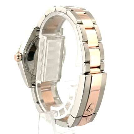 Rückseite des Rolex Datejust 31 Edelstahl Everose-Gold 178341 Uhrarmbands mit poliertem und satiniertem Edelstahl und Everose-Gold.