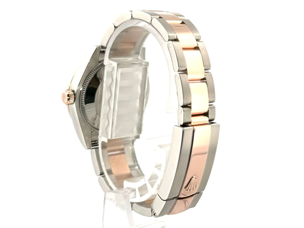 Rückseite des Rolex Datejust 31 Edelstahl Everose-Gold 178341 Uhrarmbands mit poliertem und satiniertem Edelstahl und Everose-Gold.