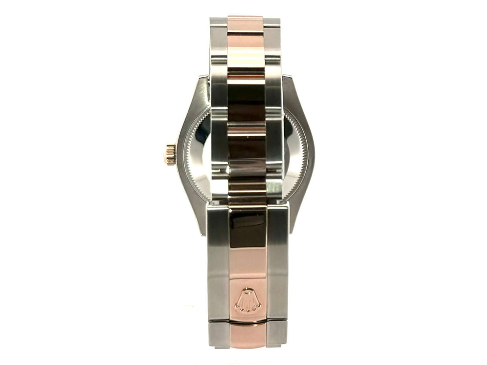 Rückseite der Rolex Datejust 31 Edelstahl Everose-Gold mit poliertem und satiniertem Oyster-Armband.