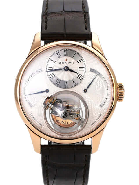 Zenith Academy Christophe Colomb Equation of Time Tourbillon 18.2220.8808/01.C631 mit Roségold-Gehäuse und braunem Krokodillederband.
