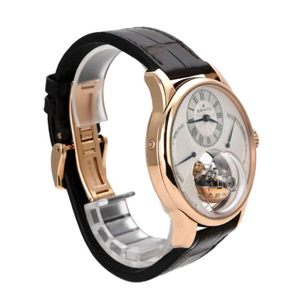 Zenith Academy Christophe Colomb Equation of Time Tourbillon 18.2220.8808/01.C631 Uhrenaufnahme mit Roségold-Gehäuse.