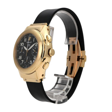 Hublot MDM Chrono 1810.3, 18kt Gelbgoldgehaeuse, schwarzes Zifferblatt, Kautschukarmband, automatische Uhr