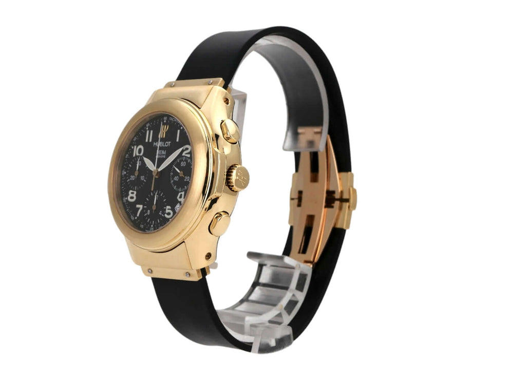 Hublot MDM Chrono 1810.3, 18kt Gelbgoldgehaeuse, schwarzes Zifferblatt, Kautschukarmband, automatische Uhr