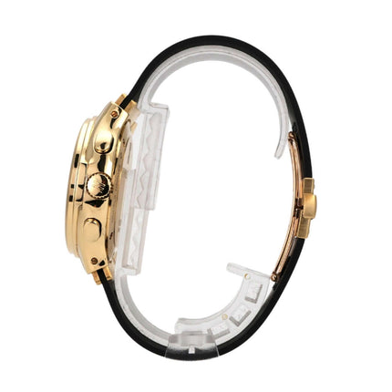 Hublot MDM Chrono 1810.3 seitliche Ansicht mit 18 kt Gelbgold Gehäuse und schwarzem Kautschuk Armband.