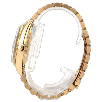 Rolex Day-Date 36 Gelbgold 18238 Wood Dial - Seitansicht mit Präsidentenarmband aus 18 kt Gelbgold