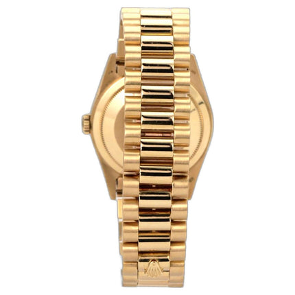 Rolex Day-Date 36 Gelbgold 18238 Wood Dial, Rückseite mit Präsidentenarmband aus 18 kt Gelbgold
