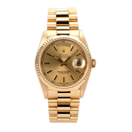 Rolex Day-Date 36 Gelbgold 18238 Champagner mit Präsidentenarmband und Datumsanzeige