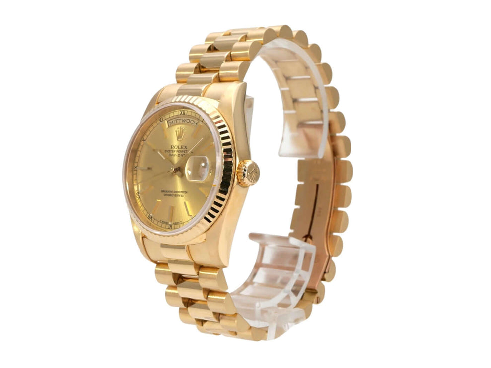 Rolex Day-Date 36 Gelbgold 18238 Champagner, luxuriöse Herrenarmbanduhr mit President-Armband und Datumsanzeige