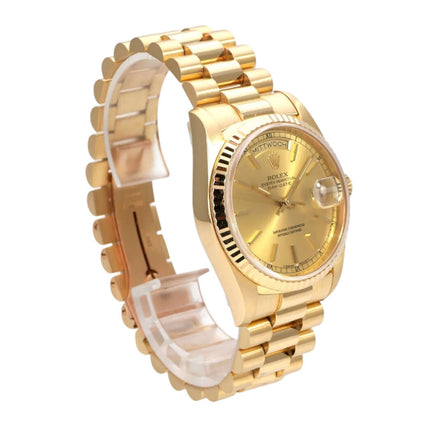 Rolex Day-Date 36 Gelbgold 18238 Champagner, luxuriöse Herrenuhr aus 18 kt Gelbgold mit Präsidentenarmband.