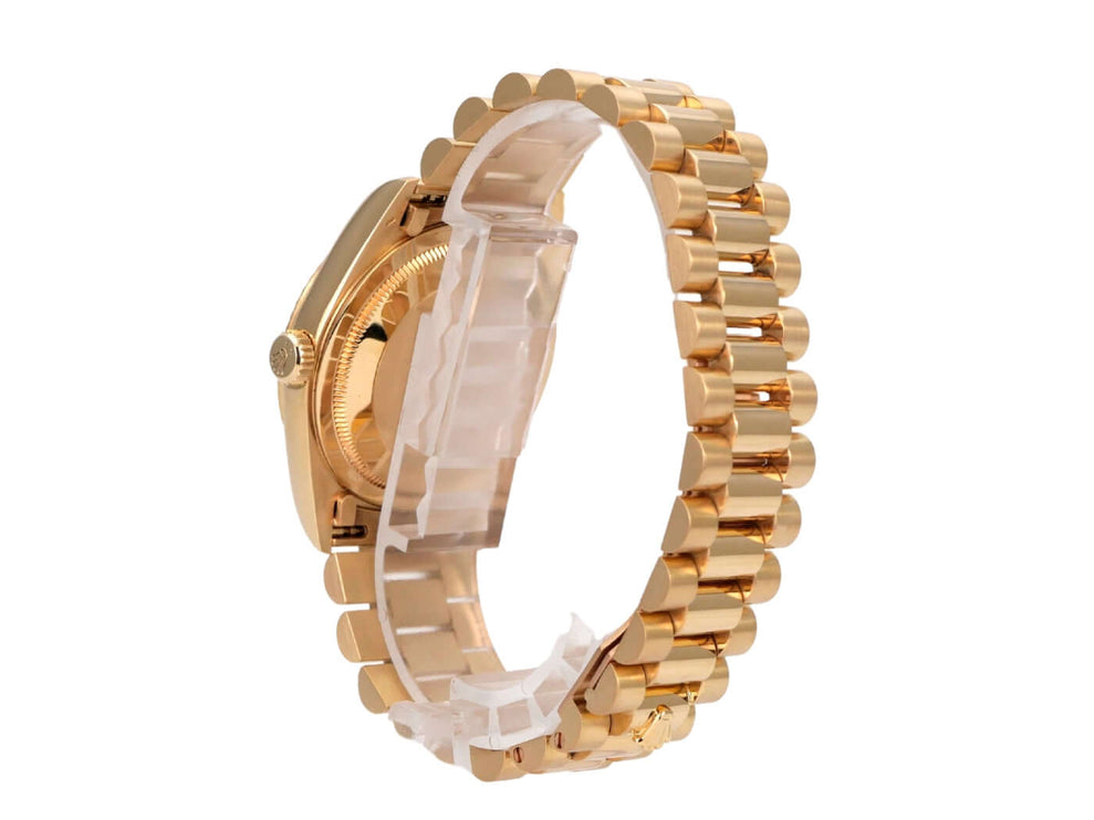 Rolex Day-Date 36 Gelbgold 18238 Champagner, Seitenansicht mit Präsidentenarmband und 18 kt Gelbgold
