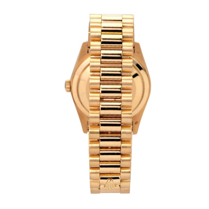 Rolex Day-Date 36 Gelbgold 18238 Champagner, Rückansicht mit Präsidentenarmband aus 18 kt Gelbgold
