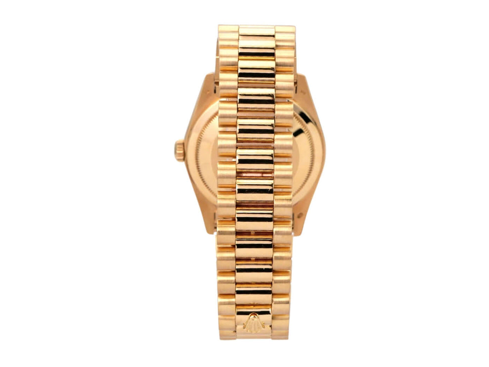 Rolex Day-Date 36 Gelbgold 18238 Champagner, Rückansicht mit Präsidentenarmband aus 18 kt Gelbgold