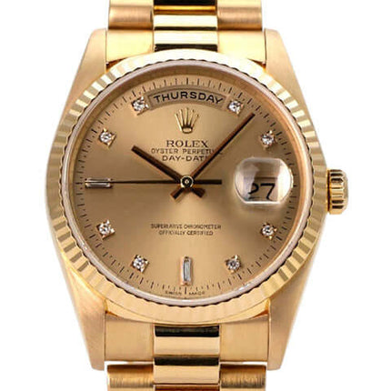 Rolex Day-Date 36 Gelbgold 18238 Champagner Diamant mit Goldarmband und Diamant-Zifferblatt