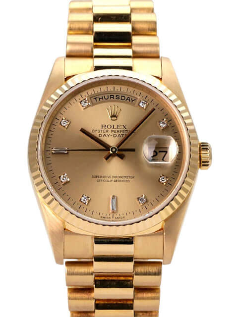Rolex Day-Date 36 Gelbgold 18238 Champagner Diamant mit Goldarmband und Diamant-Zifferblatt