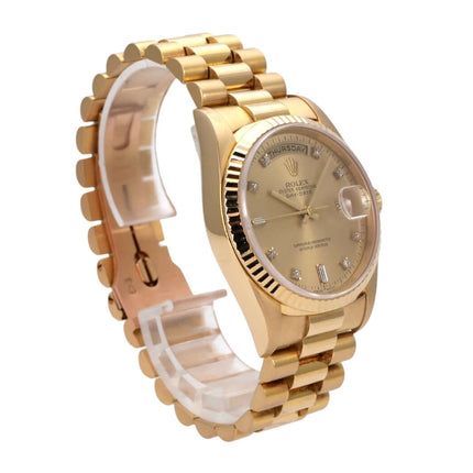Rolex Day-Date 36 Gelbgold 18238 Champagner Diamant, Luxusarmbanduhr mit Diamantzifferblatt