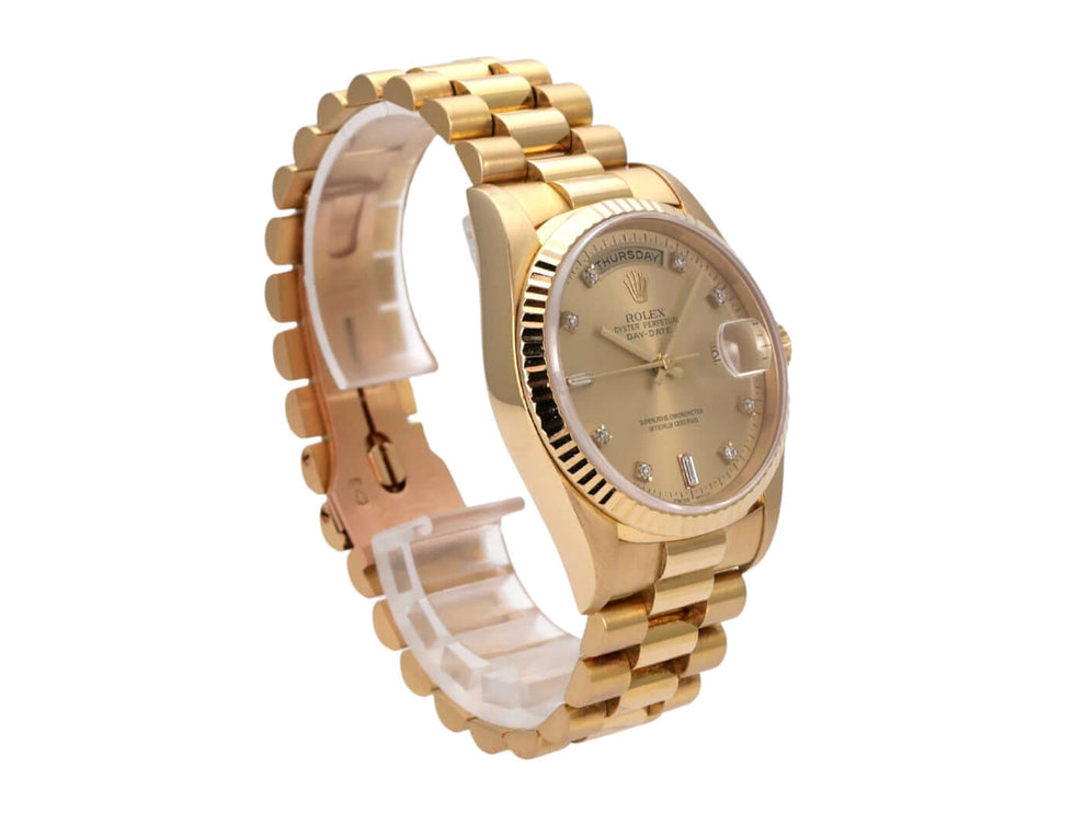 Rolex Day-Date 36 Gelbgold 18238 Champagner Diamant, Luxusarmbanduhr mit Diamantzifferblatt