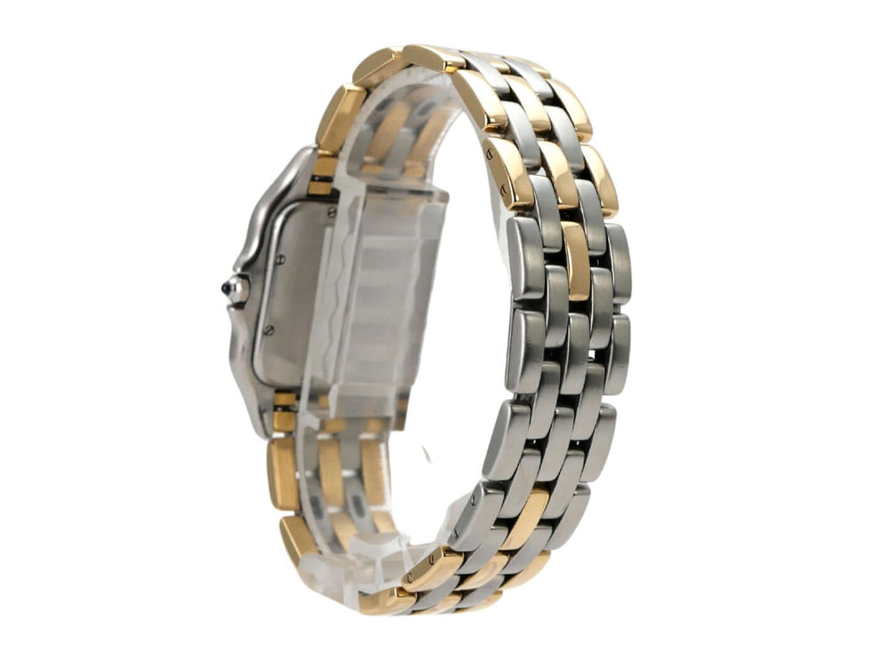 Cartier Panthere Edelstahl Gelbgold 183957 mit poliertem Edelstahl- und Gelbgold-Armband.