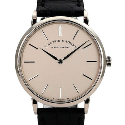 A. Lange & Söhne Saxonia Thin Weißgold 201.027, 18 kt Weißgold, schwarzes Alligatorlederband