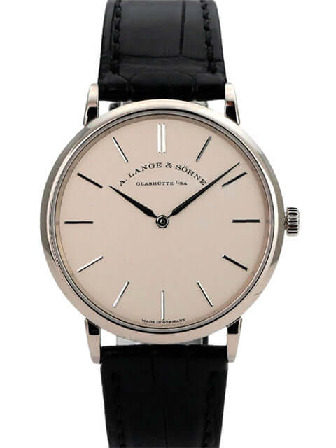 A. Lange & Söhne Saxonia Thin Weißgold 201.027, 18 kt Weißgold, schwarzes Alligatorlederband