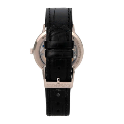 A. Lange & Söhne Saxonia Thin Weißgold 201.027, Rückseite mit schwarzem Alligatorlederband