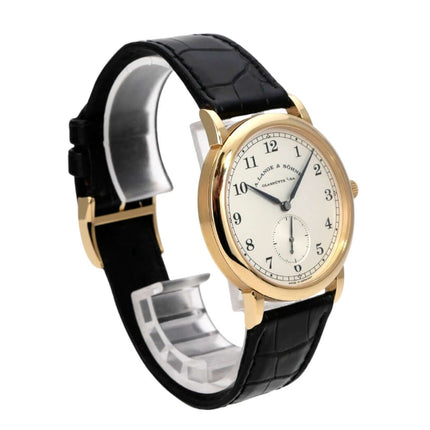 A. Lange & Söhne 1815 Gelbgold 206.021, Luxus-Uhr aus 18 kt Gelbgold mit schwarzem Lederband