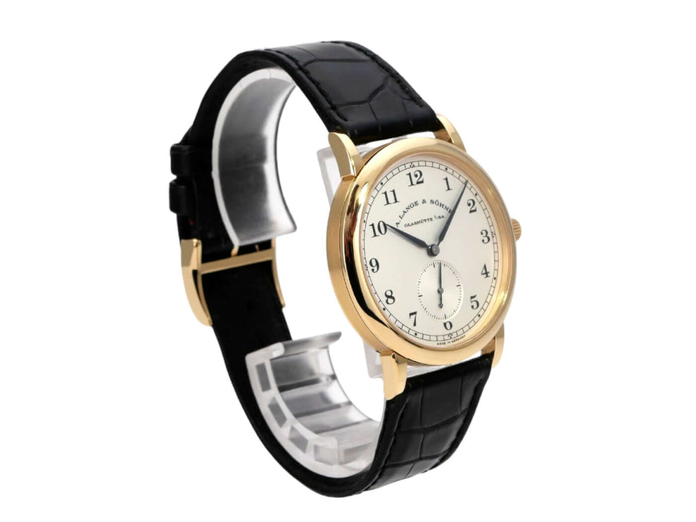 A. Lange & Söhne 1815 Gelbgold 206.021, Luxus-Uhr aus 18 kt Gelbgold mit schwarzem Lederband