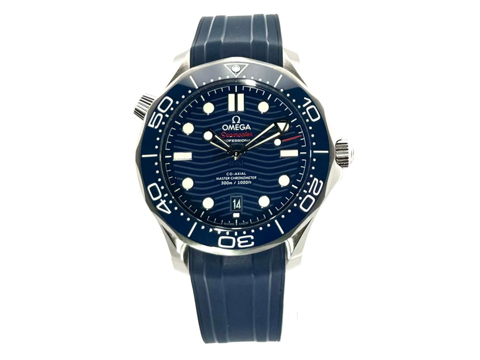 OMEGA Seamaster Diver 300M Master Chronometer mit blauem Zifferblatt und Kautschukband, Ref. 210.32.42.20.03.001